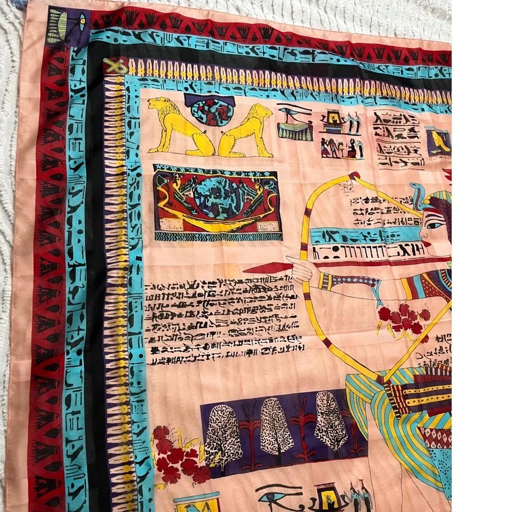Vintage Mary McFadden Cult of Osiris Scarf /Scarab Holder/Pin/Brooch‎ Egyptian